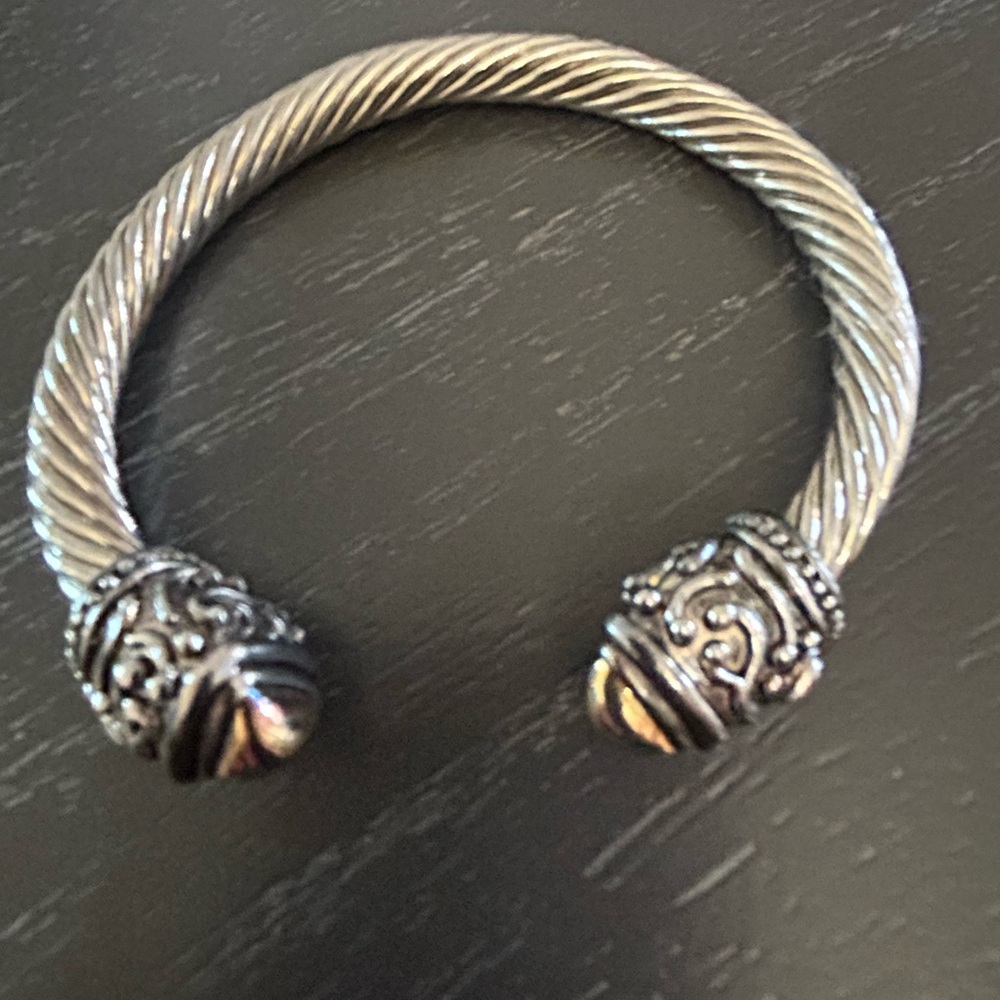 Silver and gold open twisted cable inspired bracelet